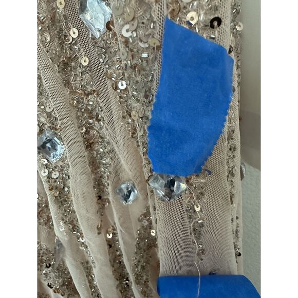 New Mac Duggal Pink Sequined Spaghetti V-Neck Tulle Dress 93566 Size 8 - Picture 4 of 15